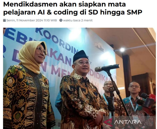 Pengumuman Kurikulum AI oleh Mendikbudristek